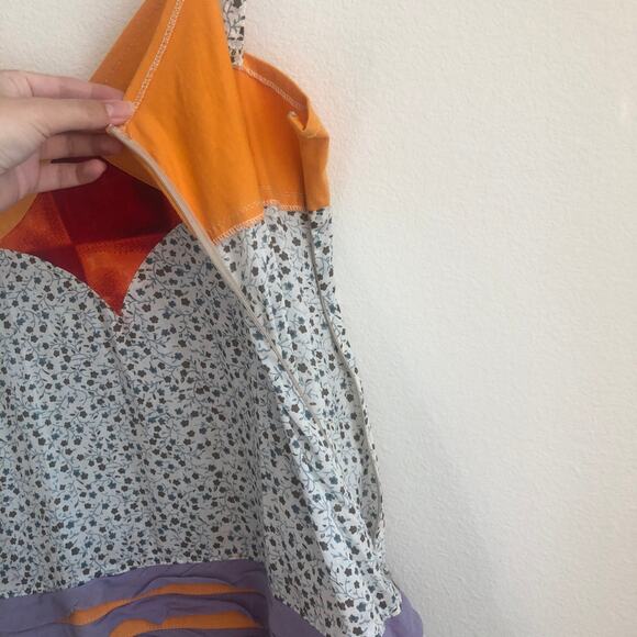 Savage Culture boho patchwork floral ruffle color block mini dress small - Picture 7 of 7